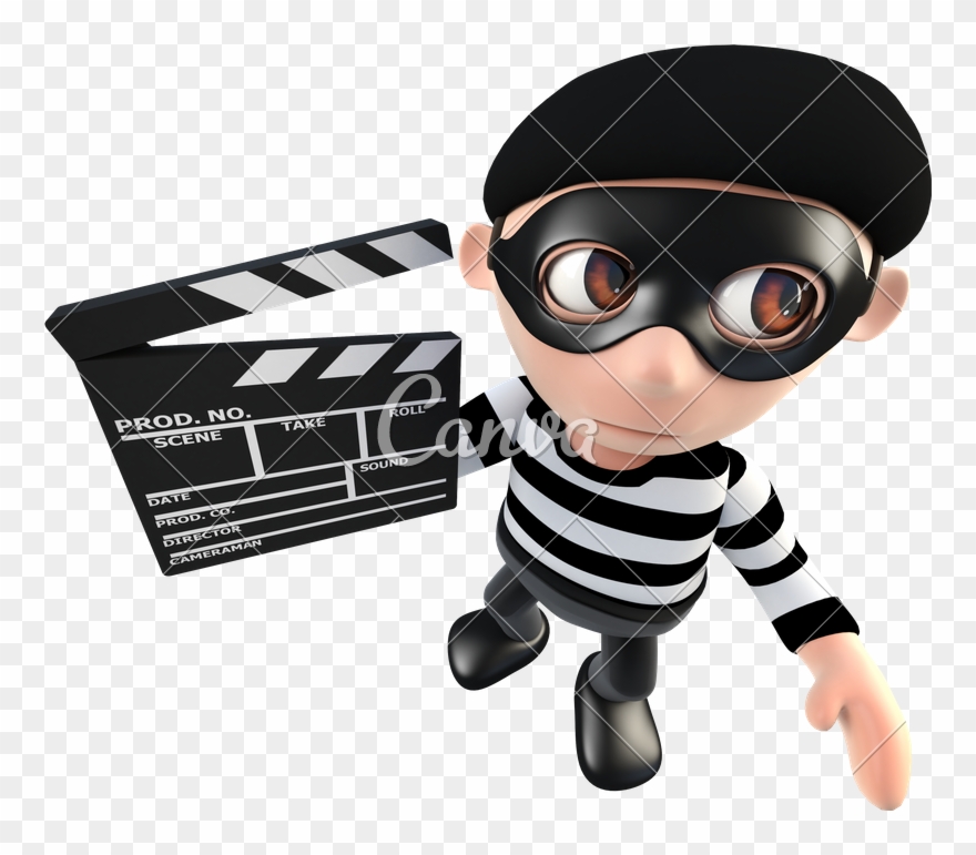 Clip Art Funny Thief - 3d Funny Cartoon Burglar Thief Holding - Png Download