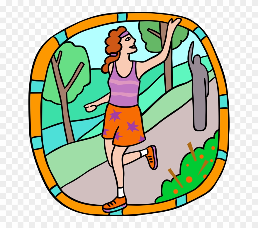 Vector Illustration Of Jogger Exercising In Park Waving - Someone Waving Goodbye Clipart