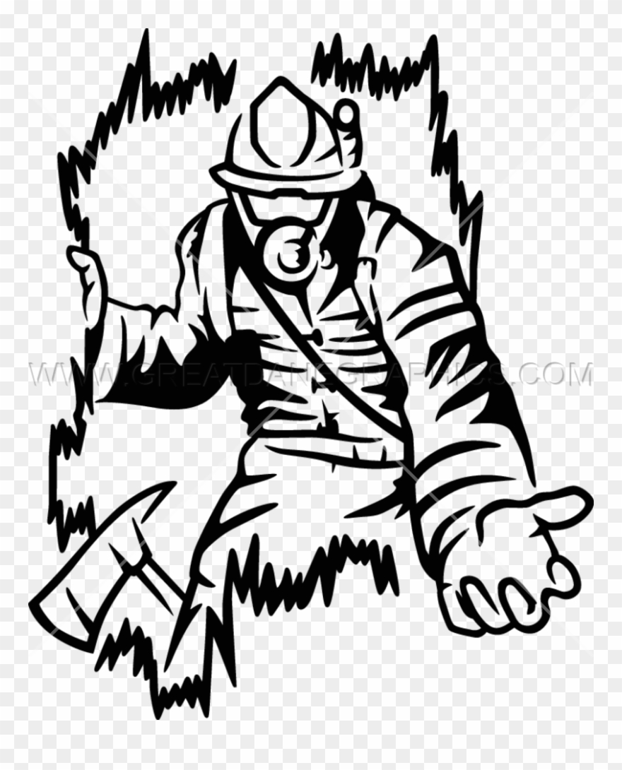 Firefighter Rescue Production Ready - Black And White Firefighter Clip Art - Png Download