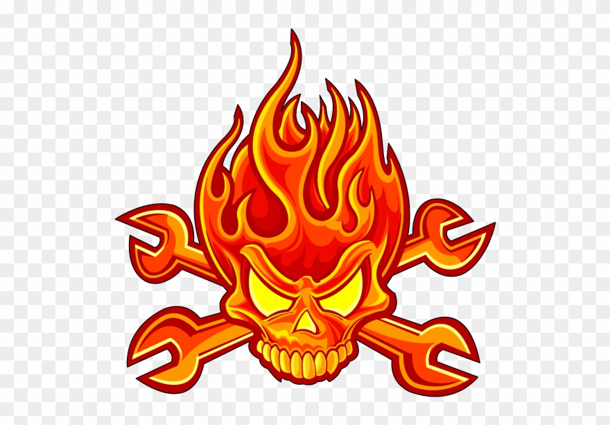 Tete De Mort Feu Orange - Png Logos Fire Skull Clipart
