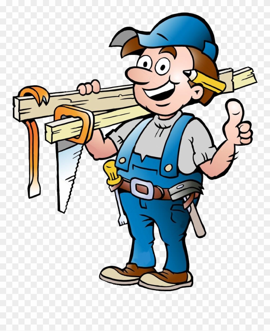 No Job Too Small - Cartoon Carpenter Clipart