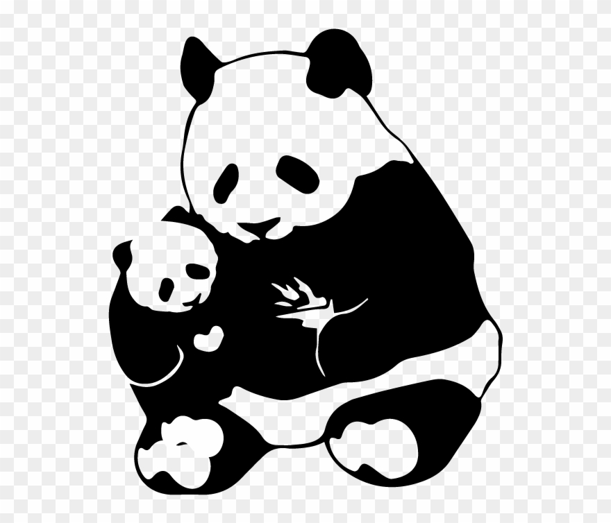 Stickers Maman Panda Avec Son Bébé Clipart