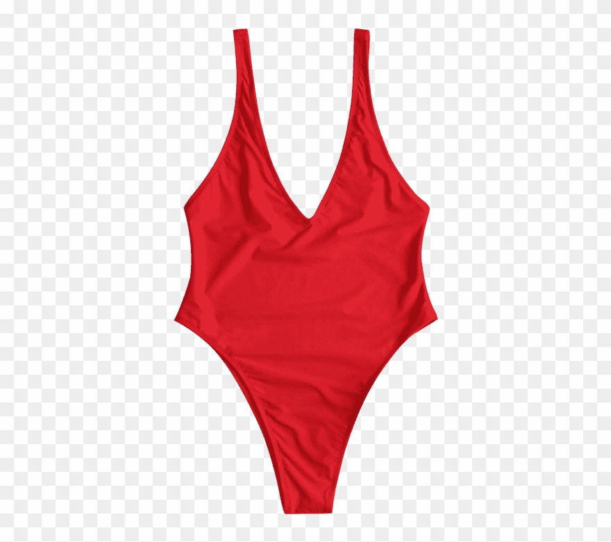Plunge Unlined High Cut Swimsuit Love Red Clipart