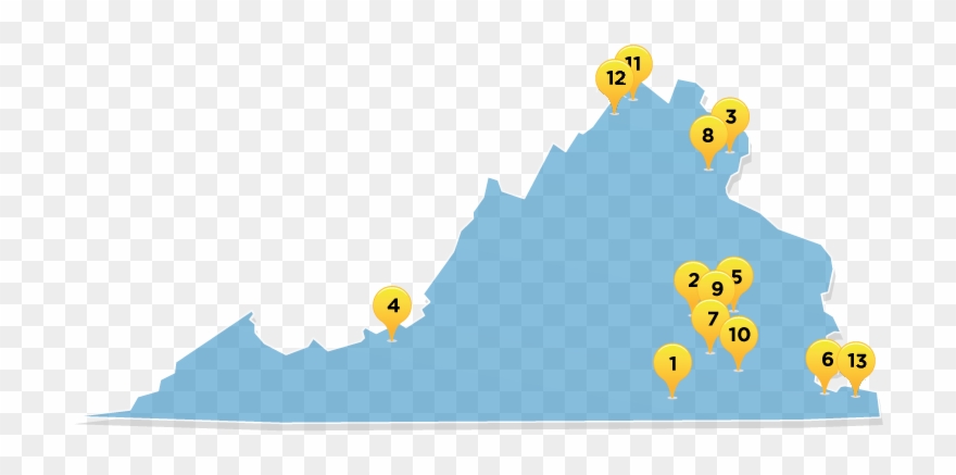 Map Of Virginia With List Of Participating Counties Clipart