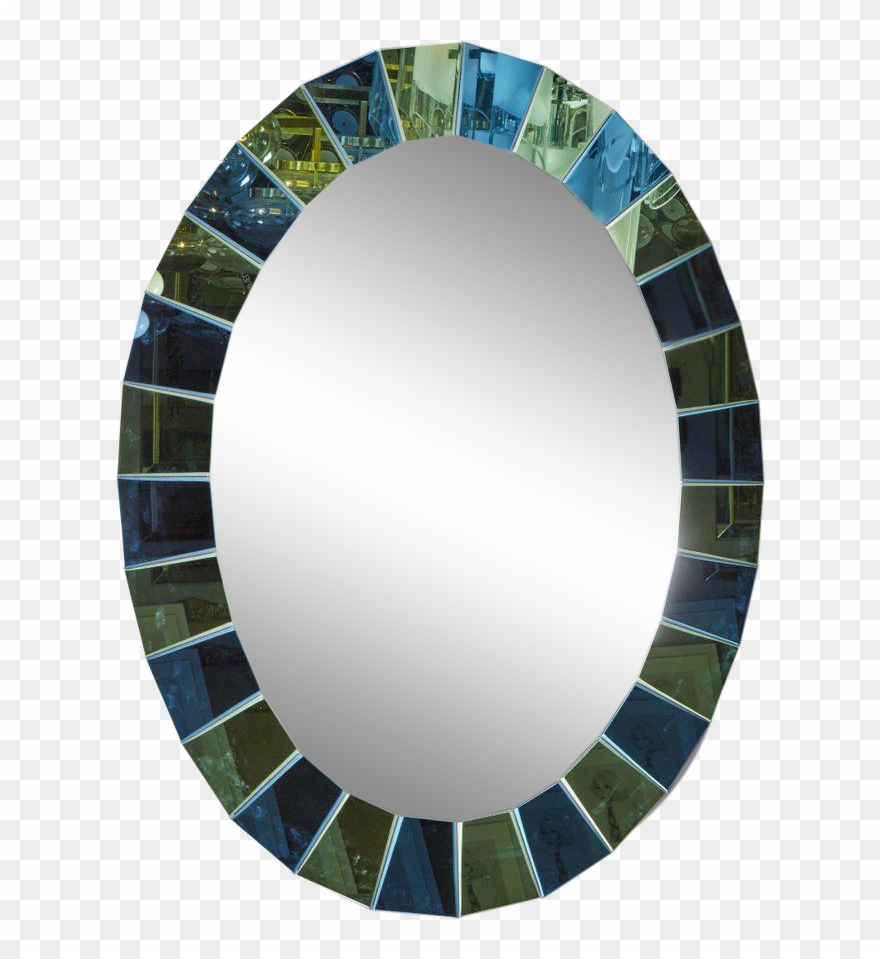 World-class Custom Oval Mirror With Blue And Green Clipart
