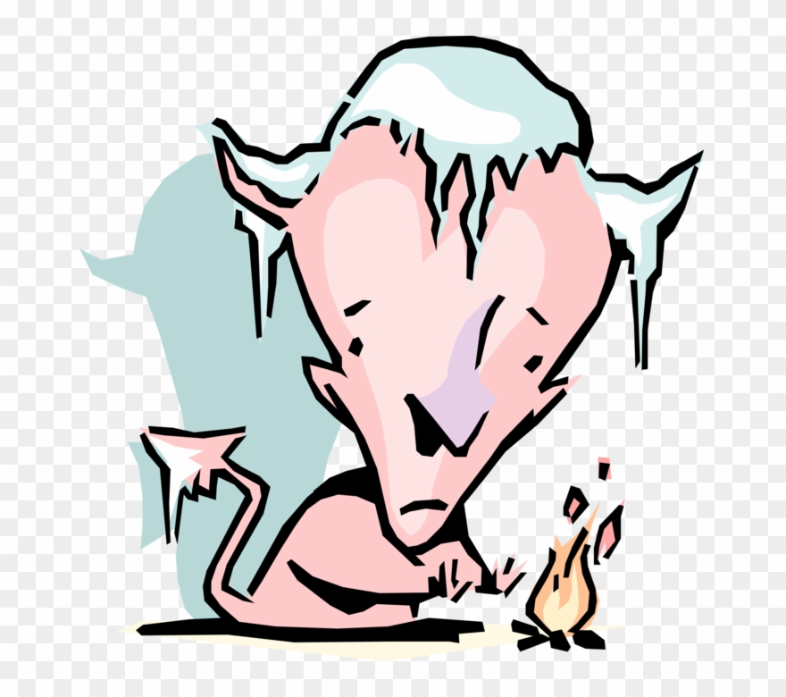 Vector Illustration Of Freezing Cold Devil With Icicles Clipart