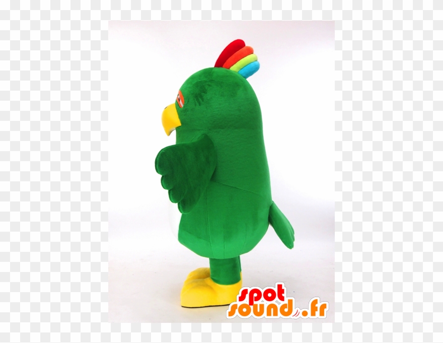 Mascot Green, White And Yellow Bird With A Fun Air Clipart