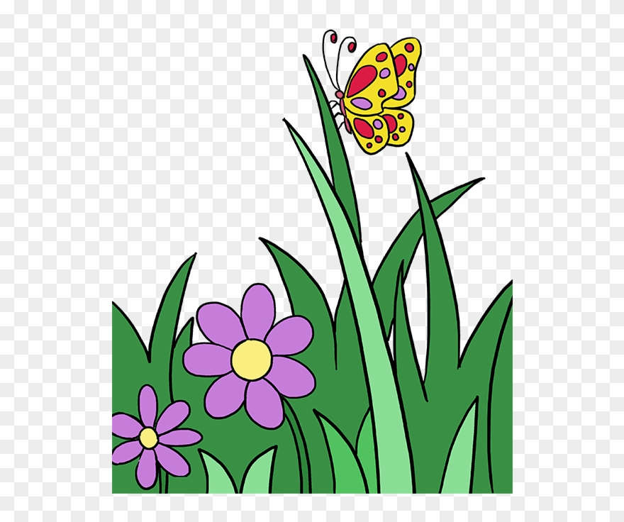 How To Draw Butterfly Garden Clipart