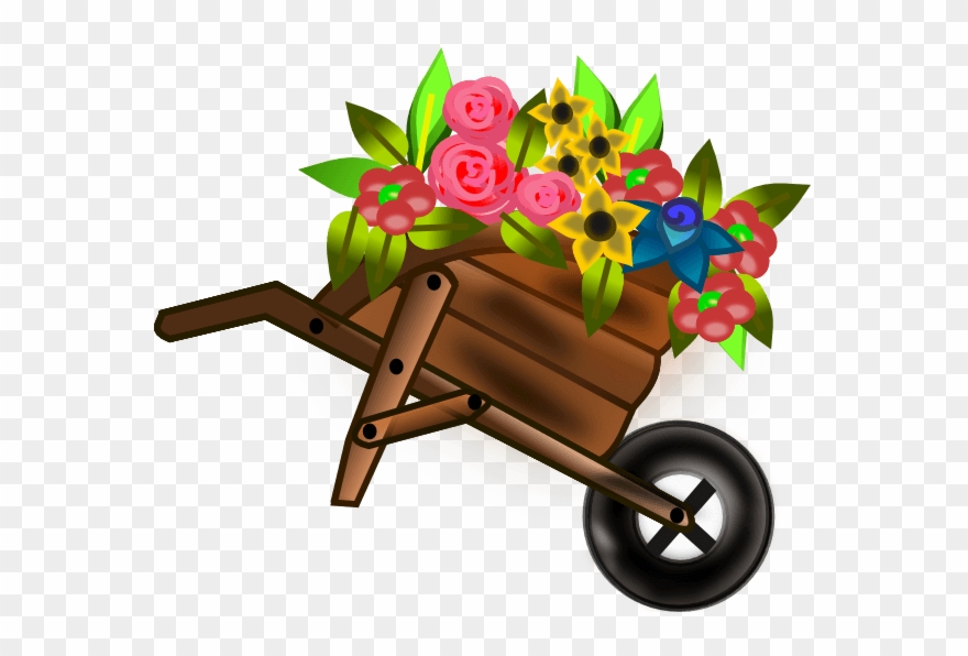 Flower Wheelbarrow Clip Art At Clker - Png Download