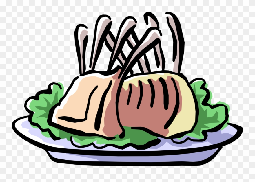 Vector Illustration Of Rack Of Lamb Roast Meat Dinner Clipart