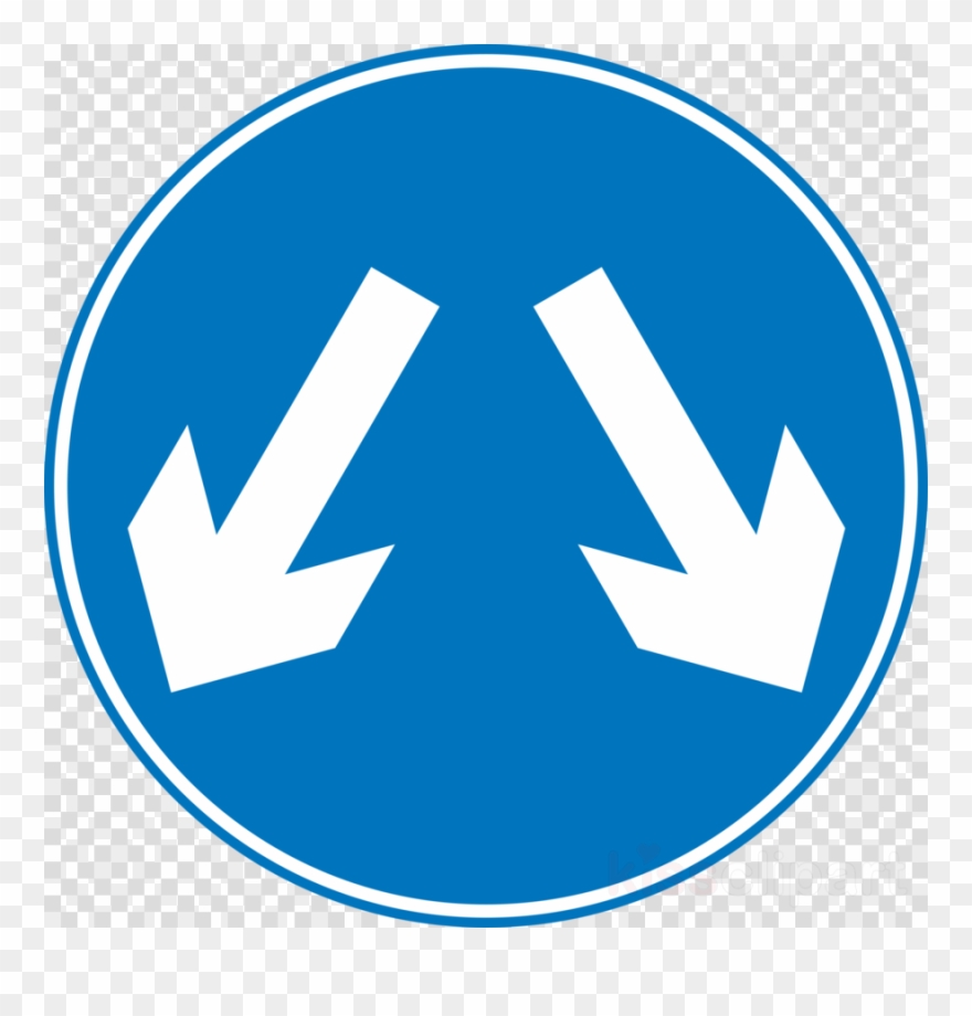Blue Circle Sign With 2 Arrows Clipart The Highway - Png Download