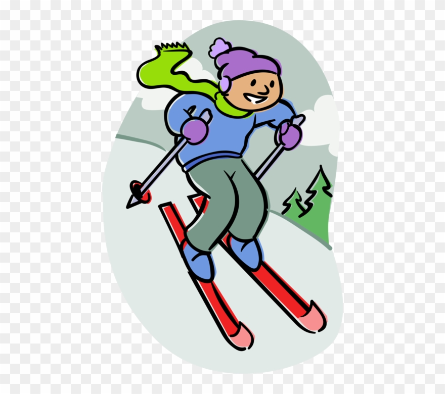Alpine Skier Down Mountain Clipart