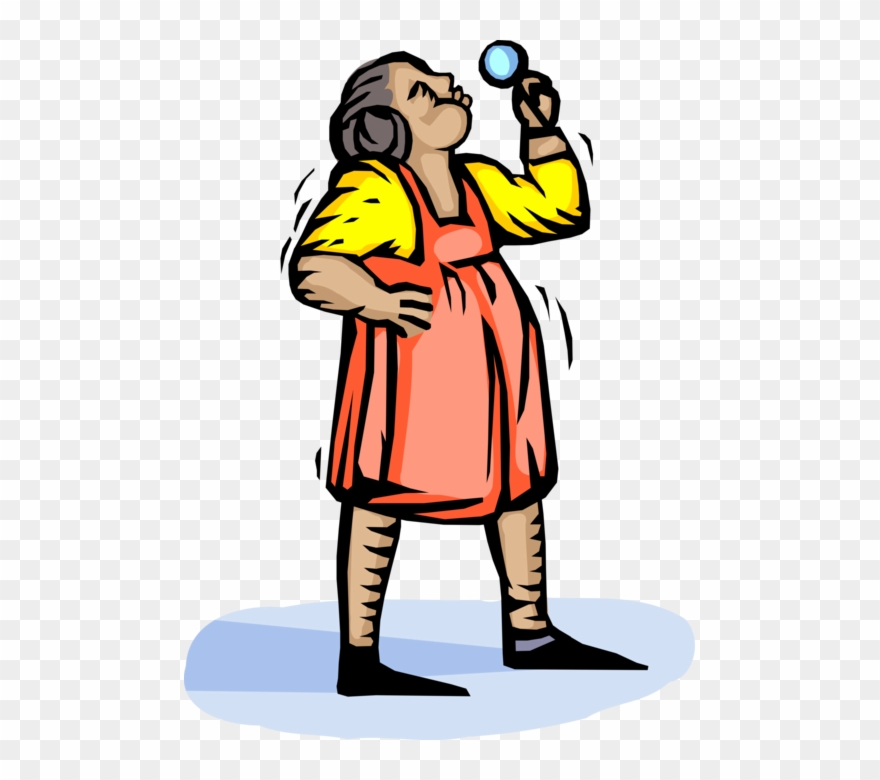 Vector Illustration Of Child Blows Soap Bubbles Outdoors Clipart