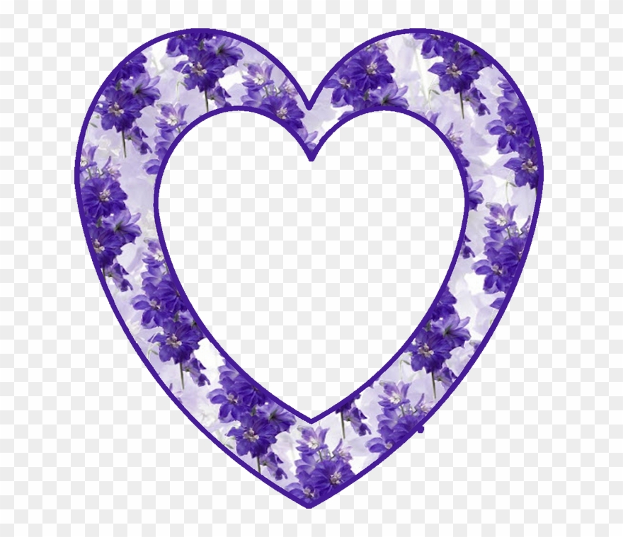 Floral Heart Purple Hearts, Heart Frame, Diy Craft Clipart