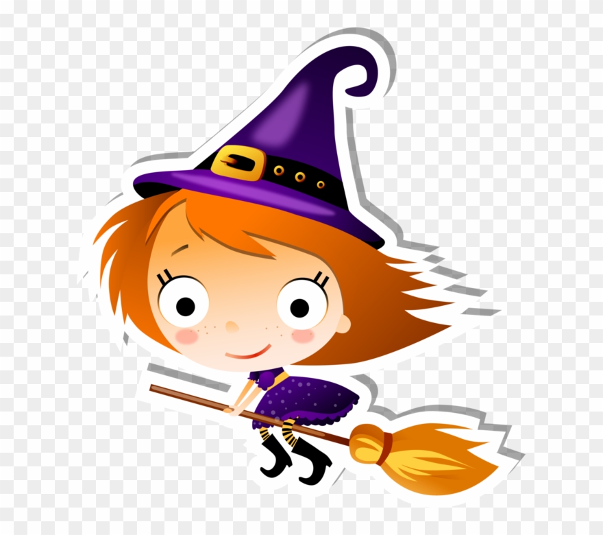 Cute Flying Witch On A Broom Clipart