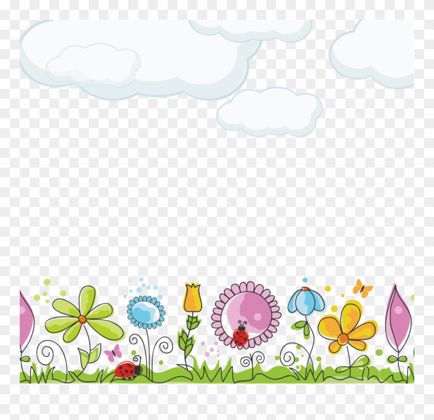 Flowers Flower Wildflowers Garden Colourful Sky Clouds Clipart