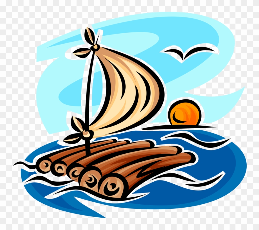 Vector Illustration Of Shipwrecked Castaway Homemade Clipart