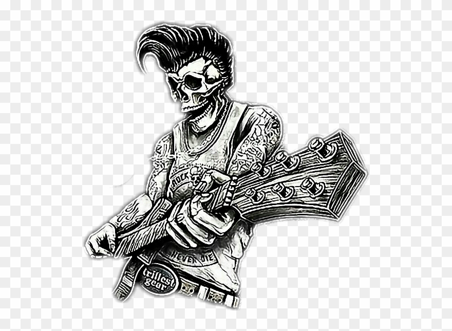 Rock Rockabilly Rockmusic Rock And Roll Oldskull Skullr Clipart