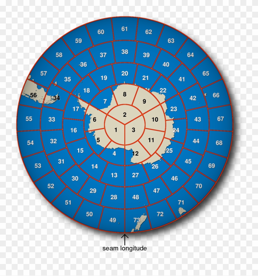 South Polar Stereographic Map Showing L3 Bin Boundaries Clipart