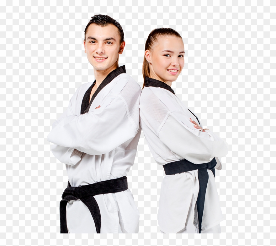Teenage Boy And Girl In Karate Uniforms Clipart