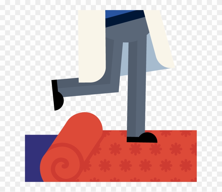 Person Tripping Over A Rolled Up Rug Clipart