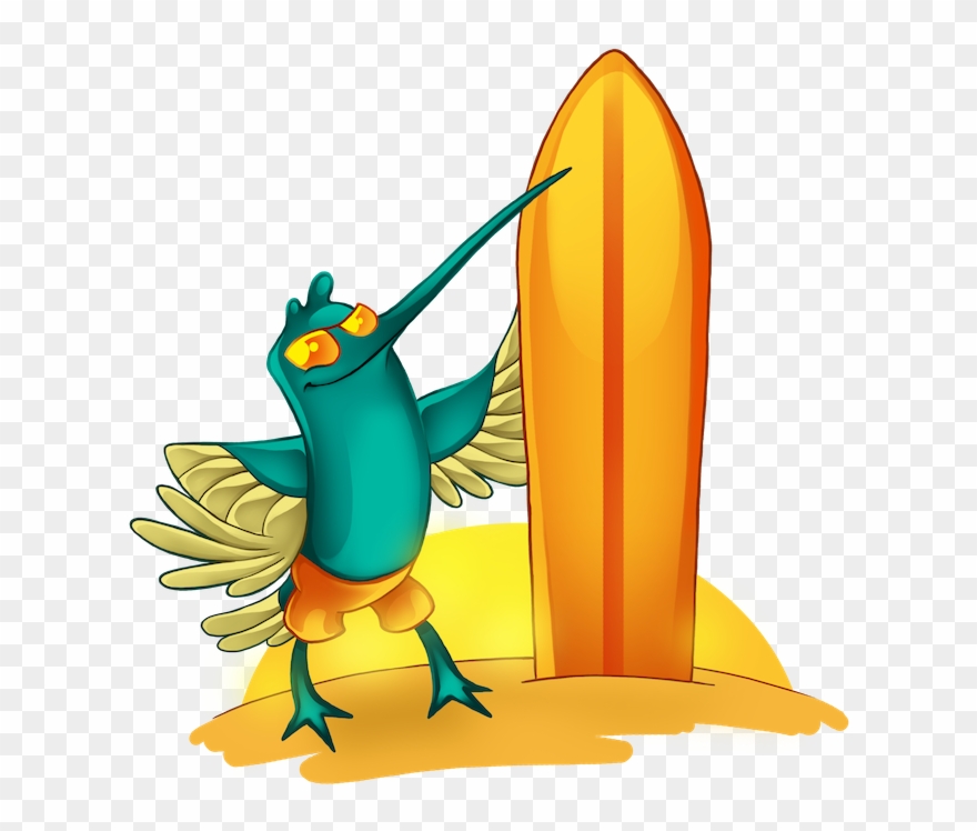 04 Surfing Bird Clipart