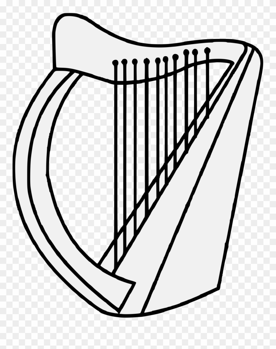 Harp Traceable Heraldic Art Clip Art Hand Bells Clip - Png Download