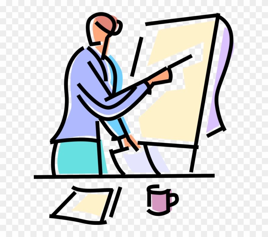 Vector Illustration Of Businesswoman Executive Presenter Clipart