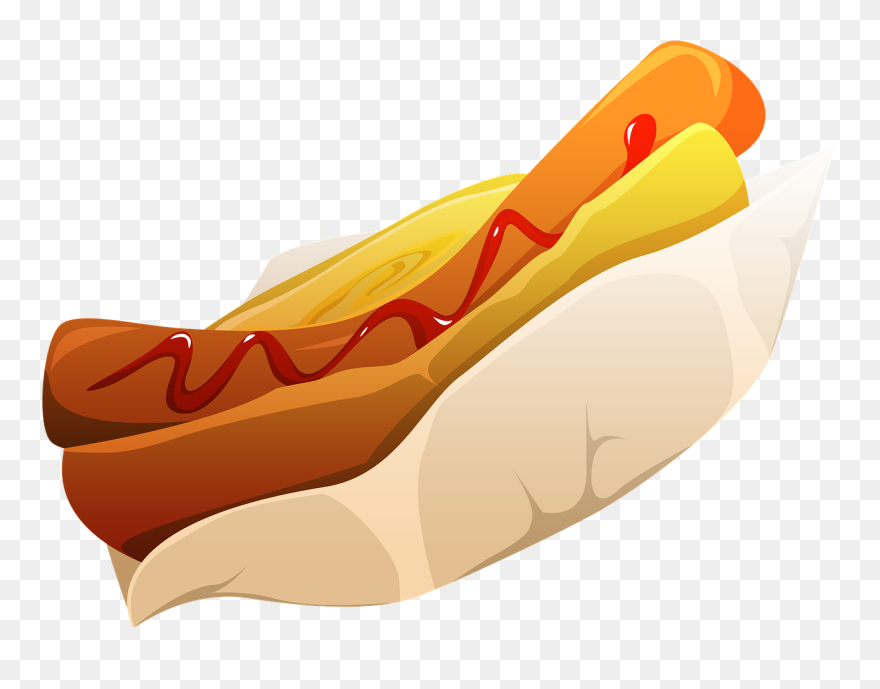 Hot Dog, Fast Food, Food, Sausage, Bun, Mustard, Snack Clipart