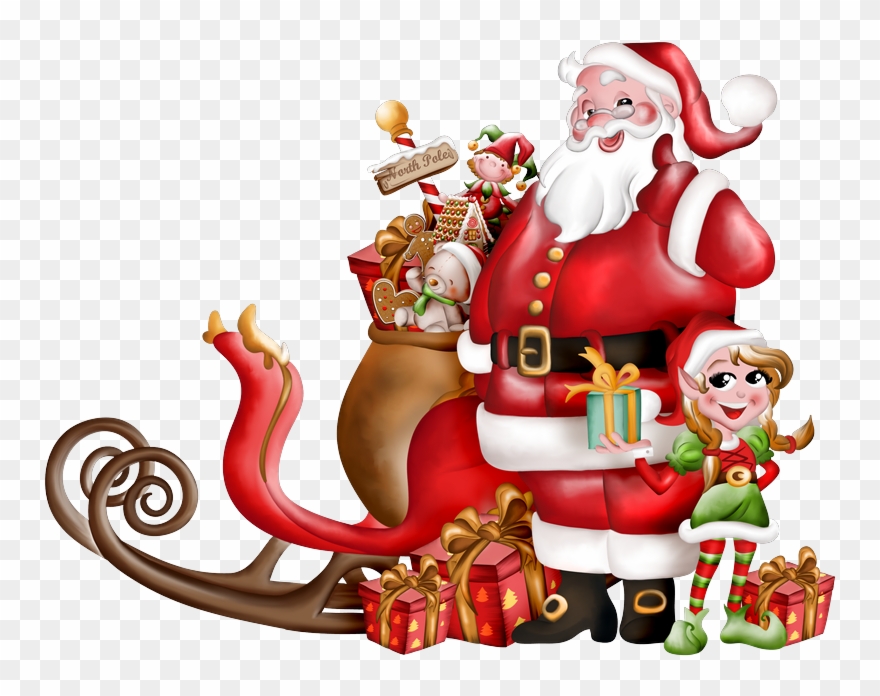 Clipart Pere Noel Traineau - Png Download