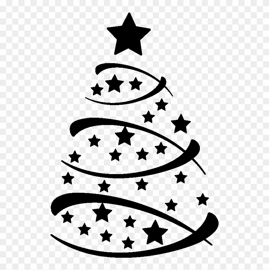 Sticker Arbre De Noël Avec Des Étoiles Clipart