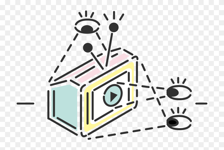 Feature Illustration Of Eyes Watching A Play Button Clipart