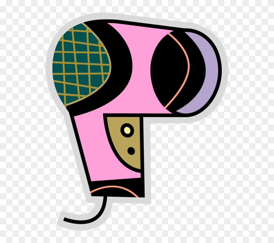Vector Illustration Of Portable Electric Hair Dryer Clipart