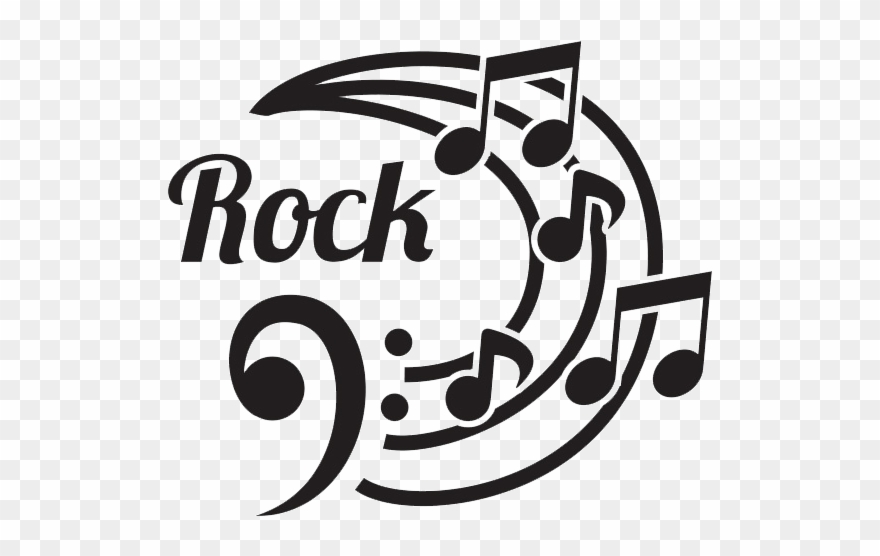 Vinilo Decorativo Rock Texto Con Notas Musicales Clipart