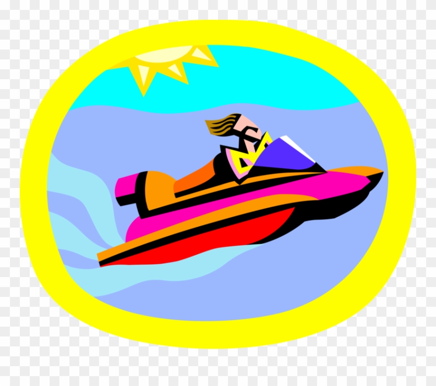 Skiers On Sea Doo Ski Image Illustration Clipart
