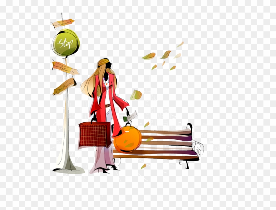 Vector Women In Autumn Clipart