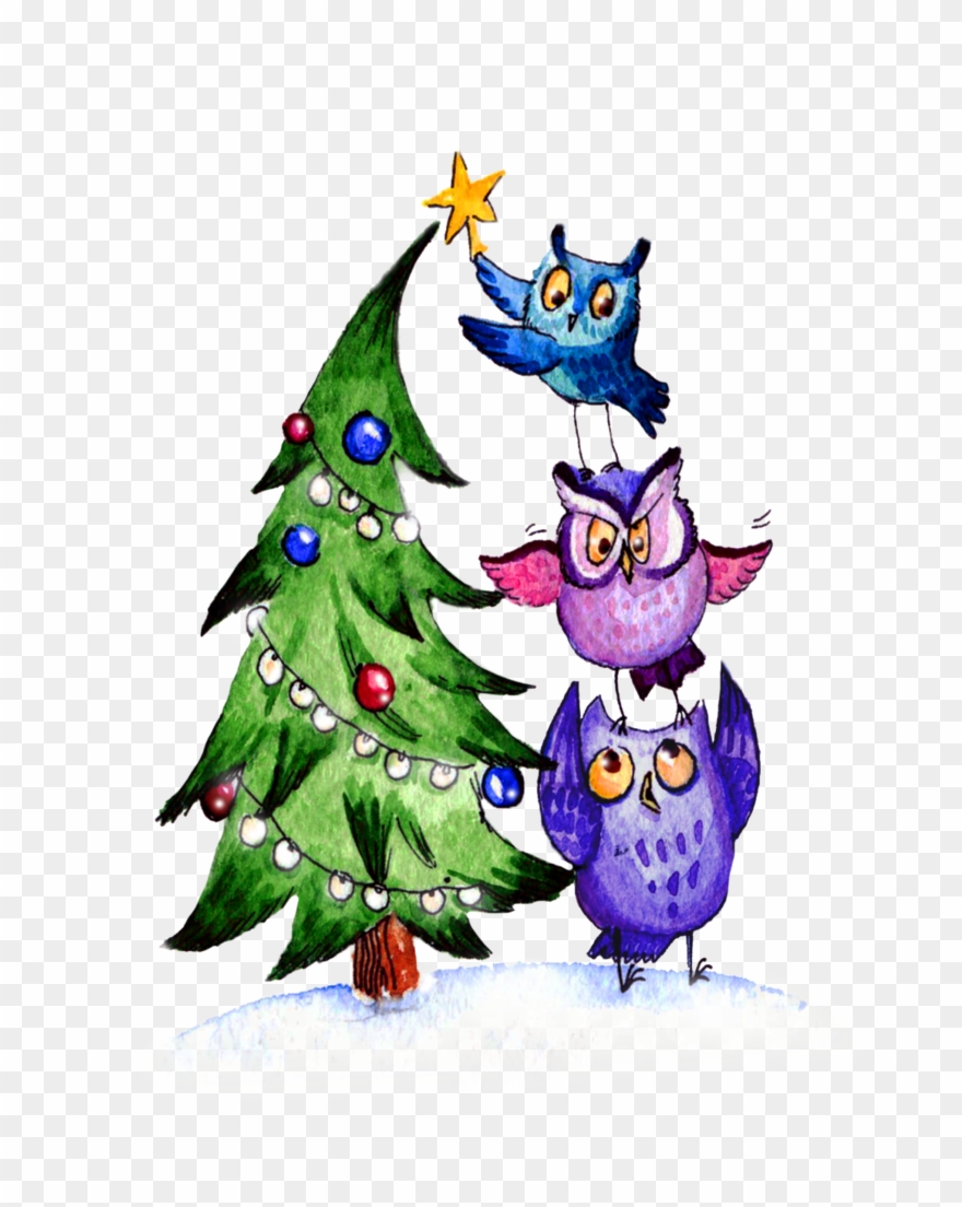 Owls Christmas Christmas Clipart, Christmas Canvas, - Png Download