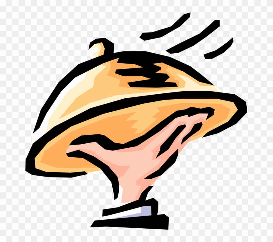 Vector Illustration Of Restaurant Waiter's Hand Holding Clipart