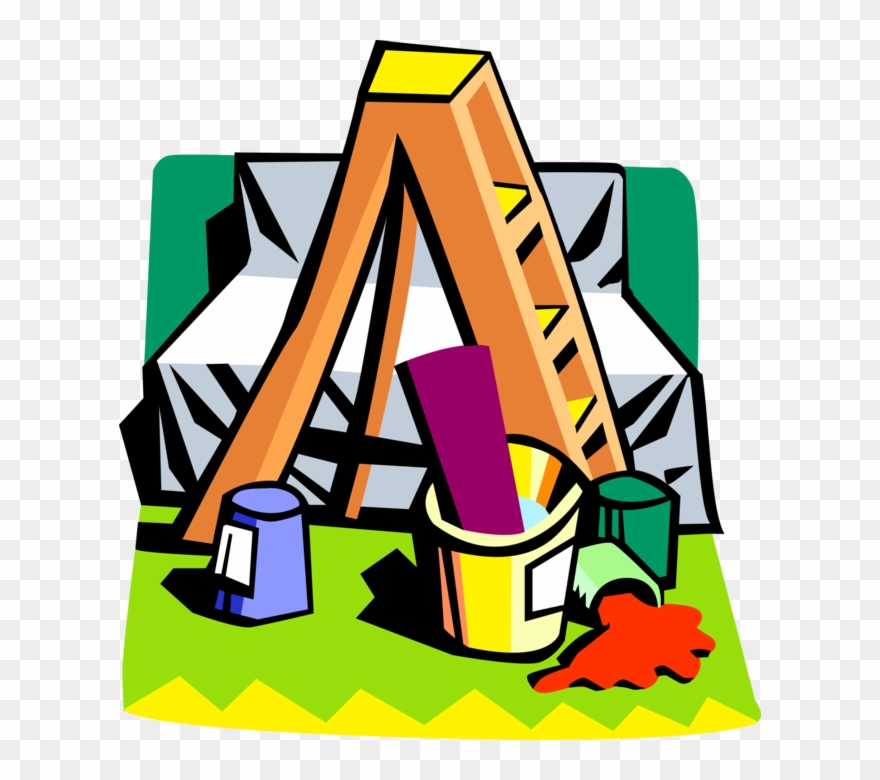 Vector Illustration Of Home Renovation Step Ladder Clipart