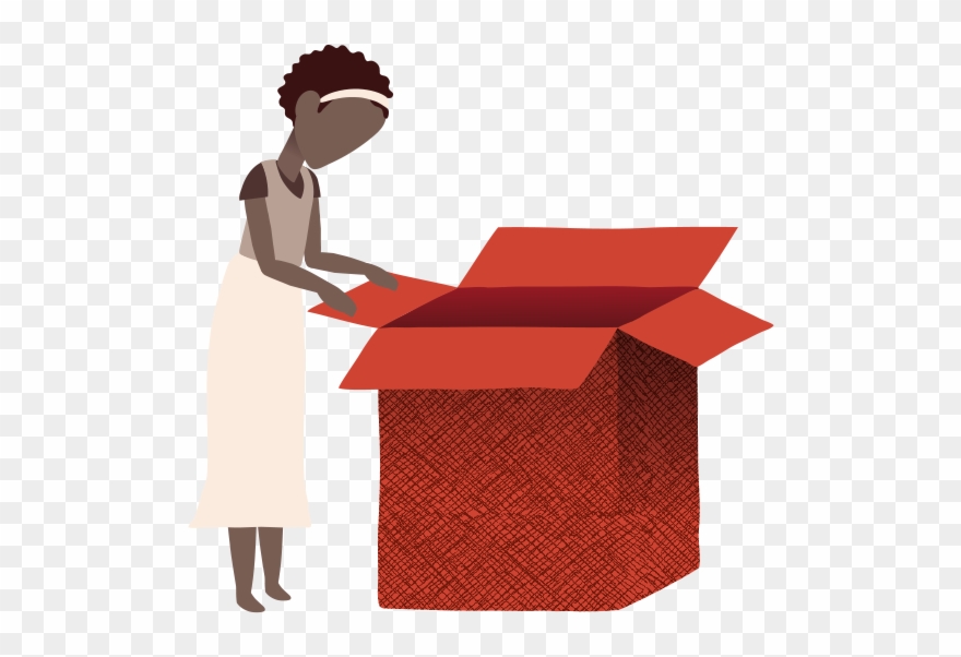 Illustration Of A Woman Opening An Empty Box Clipart