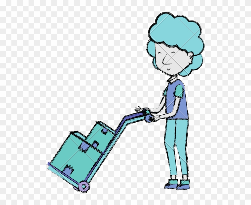 Delivery Man With Packages Sketch Clipart