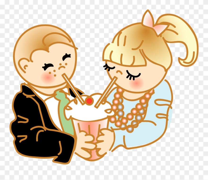 Soda Sharing Cartoon Clipart