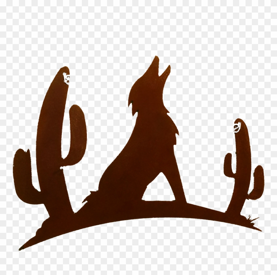 Howling Coyote With Cactus Larger Image Clipart
