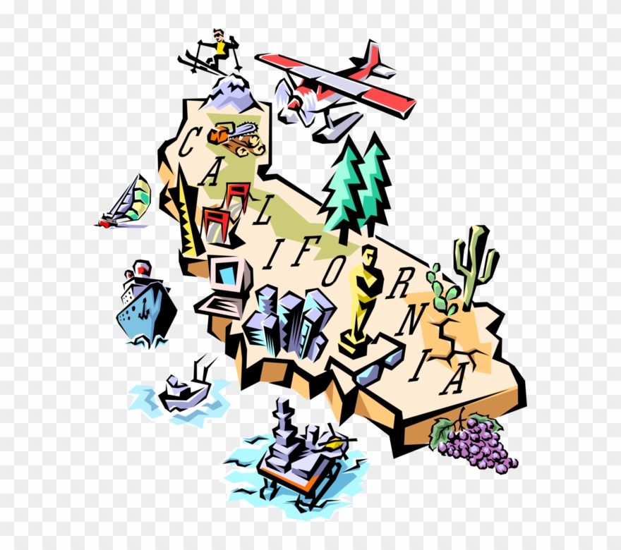 Vector Illustration Of California Map Clipart
