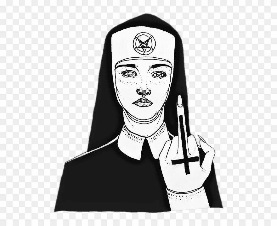 Fuckyou Middlefinger Nun Satan Clipart