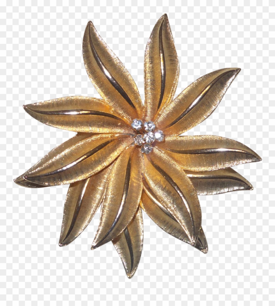Unsigned Gerry's Christmas Gold Tone Poinsettia Brooch Clipart