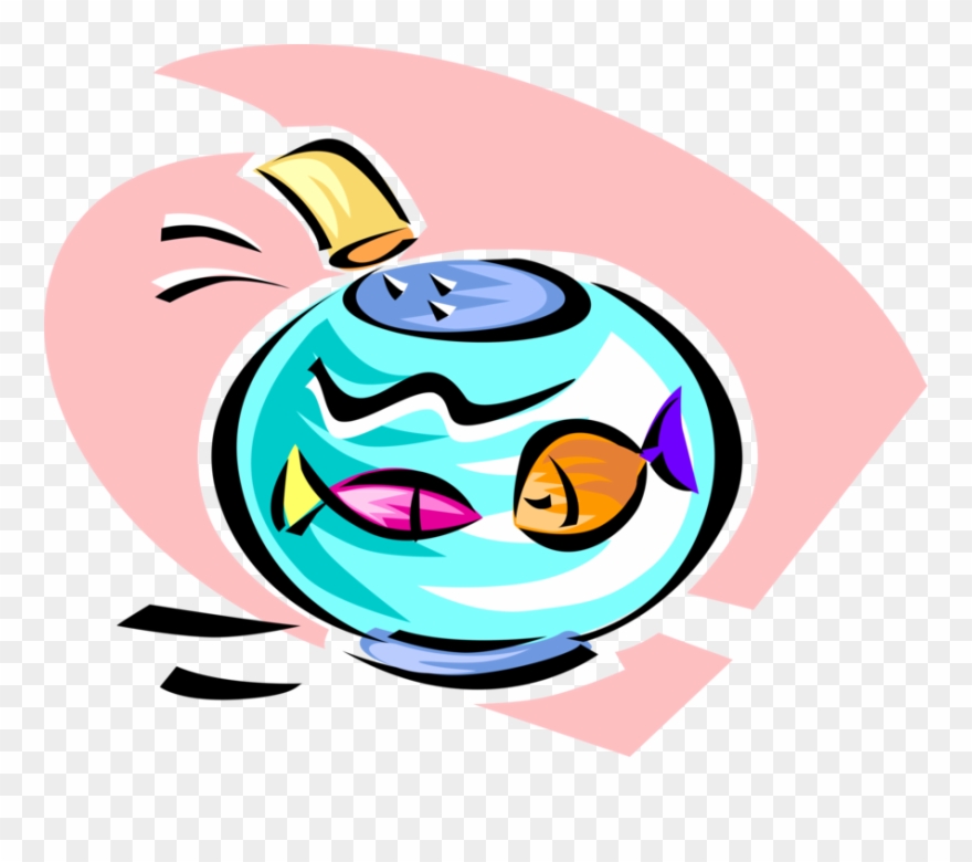 Vector Illustration Of Feeding Tropical Fish Food In Clipart