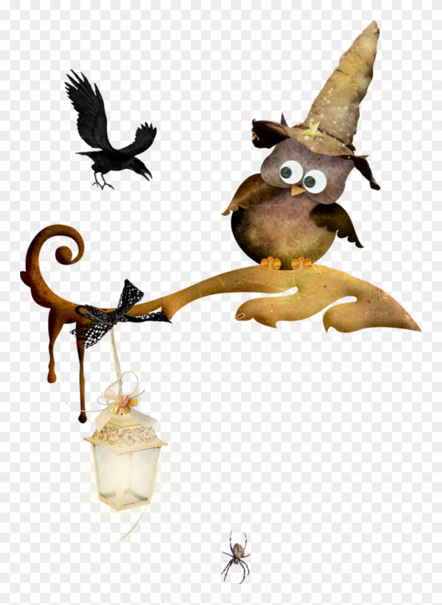 Owl Halloween - Hibou Halloween - Corbeau Noir - Araignée Clipart