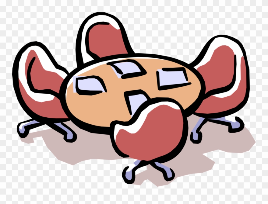 Vector Illustration Of Round Conference Room With Table Clipart