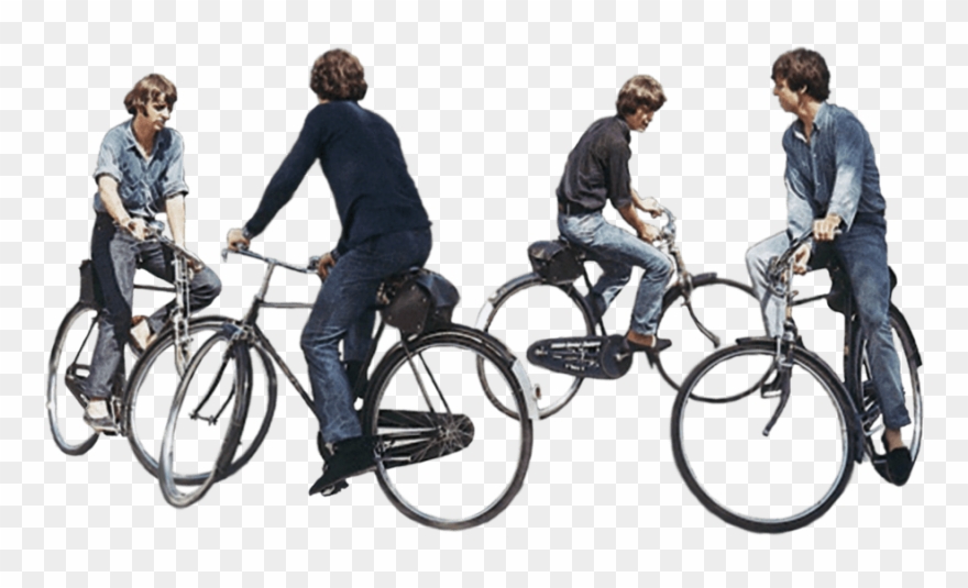 The Beatles Riding Bicycles Clipart